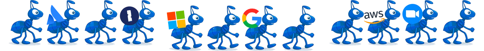 Zarpra ants carrying app logos